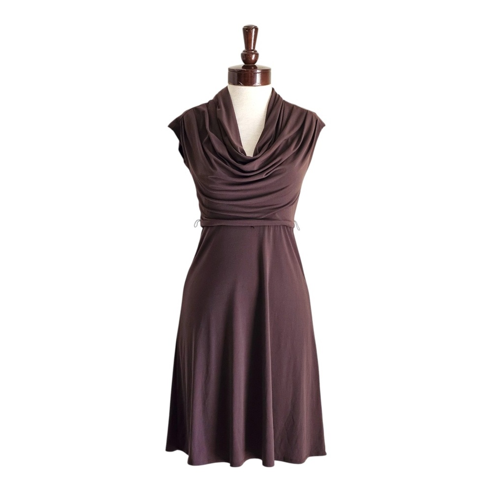 Jessica Simpson Cowl Neck Brown Jersey Dress in Espresso Brown - Size 2